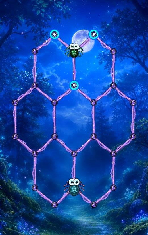 Annoying Spider level 1 gameplay in a moonlit forest