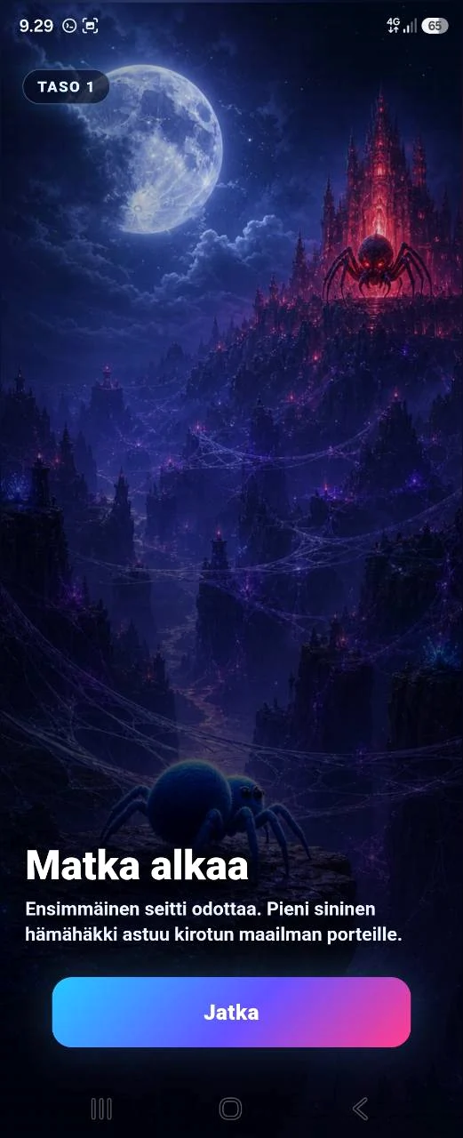Annoying Spider story intro screen for level 1