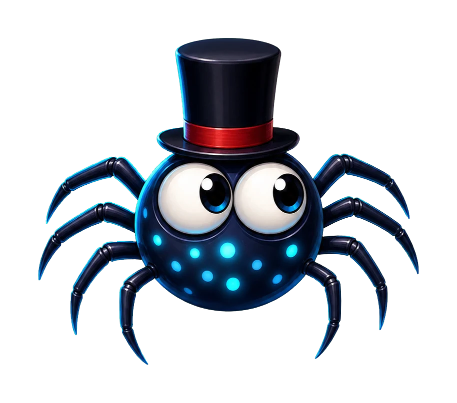 A spider wearing a top hat — a cosmetic in Annoying Spider