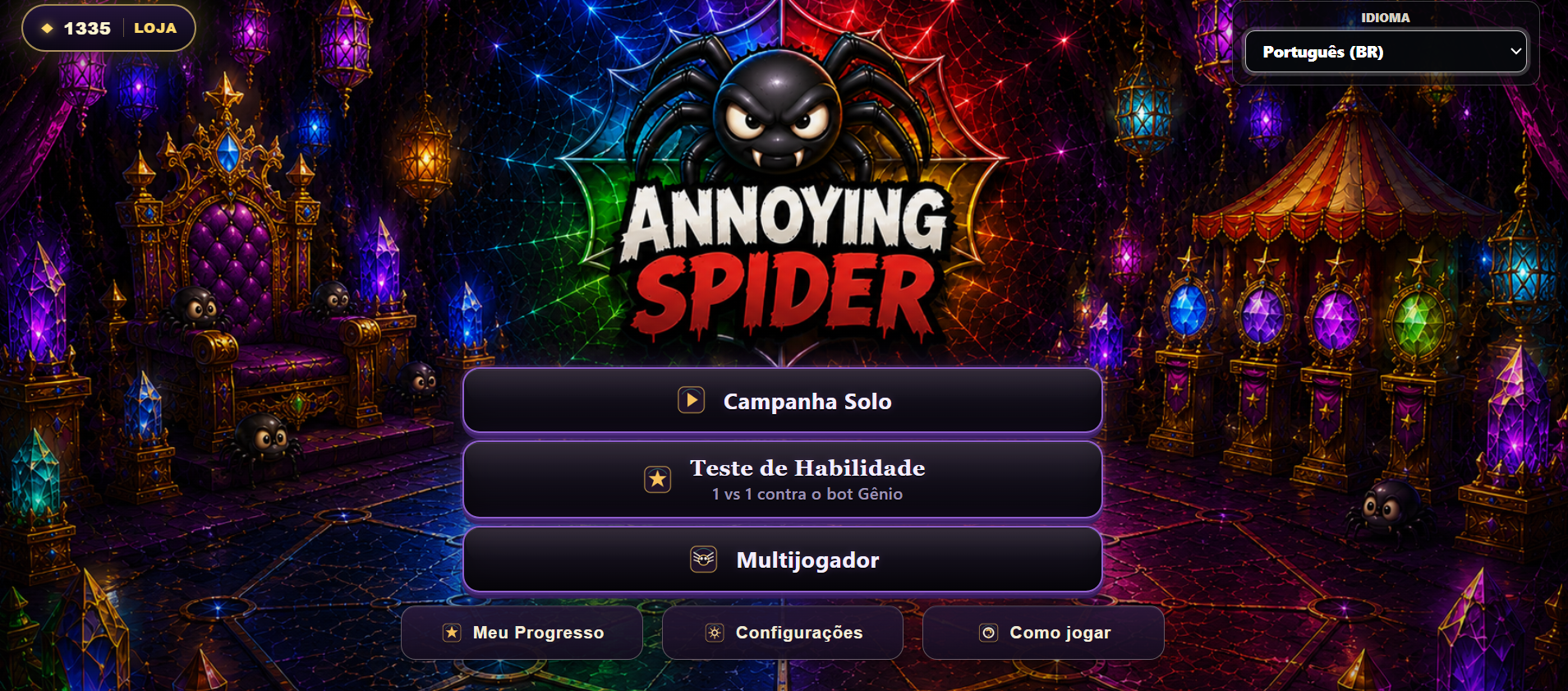 Annoying Spider main menu on a wide-screen device